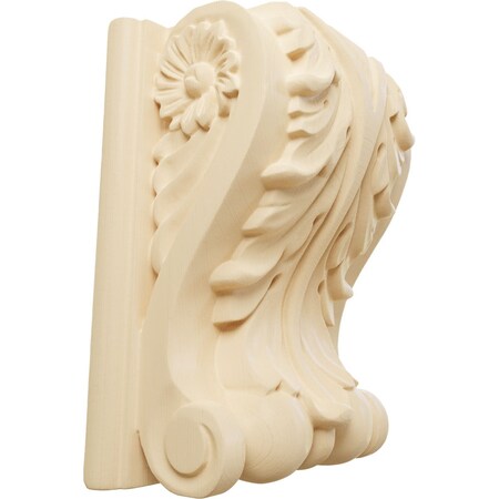 Ekena Millwork 5"W x 3"D x 6 1/2"H Large Acanthus Block w/ Backplate Wood Corbel, Maple CORW05X03X07ABMA